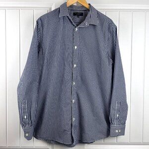 Banana Republic Men's Slim-Fit Button Down Dress Shirt Navy and White Gingham XL